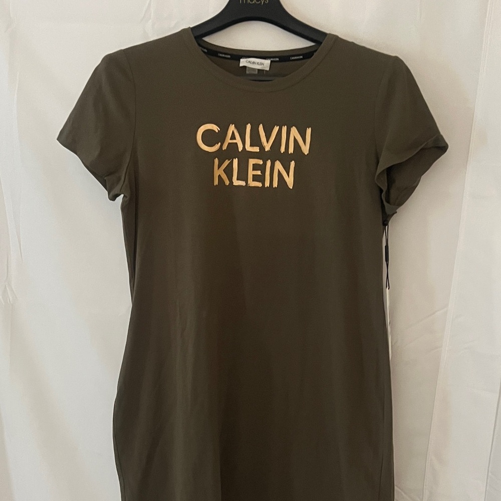 Calvin Klein Olive Green T-Shirt Dress